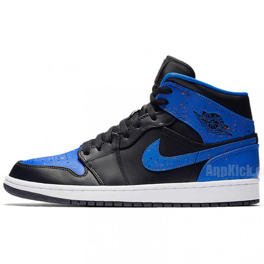Air Jordan 1 Mid Royal Blue Paint Splatter Shoes 554724-048